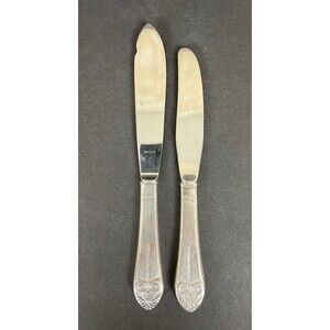 2 Art Deco Waldorf Astoria Silver Plate Handle Knives Fish Knife & Butter Knife